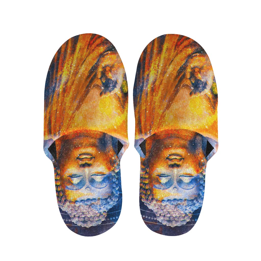 Buddha Statue Mandala Print Slippers