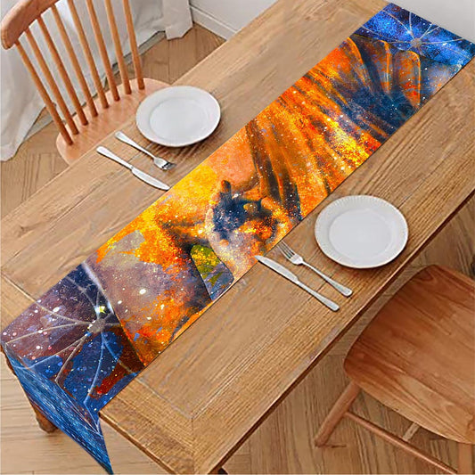 Buddha Statue Mandala Print Table Runner