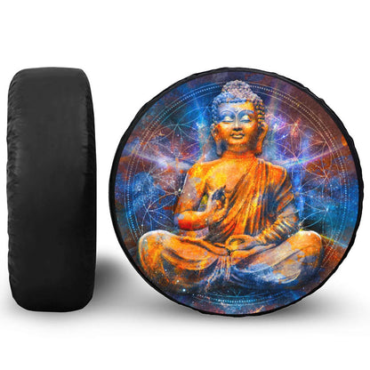 Buddha Statue Mandala Print Tire Cover
