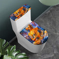 Buddha Statue Mandala Print Toilet Lid And Tank Cover Set