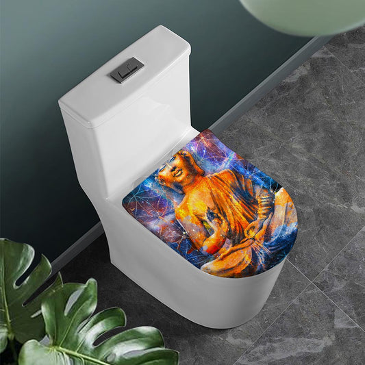Buddha Statue Mandala Print Toilet Lid Cover