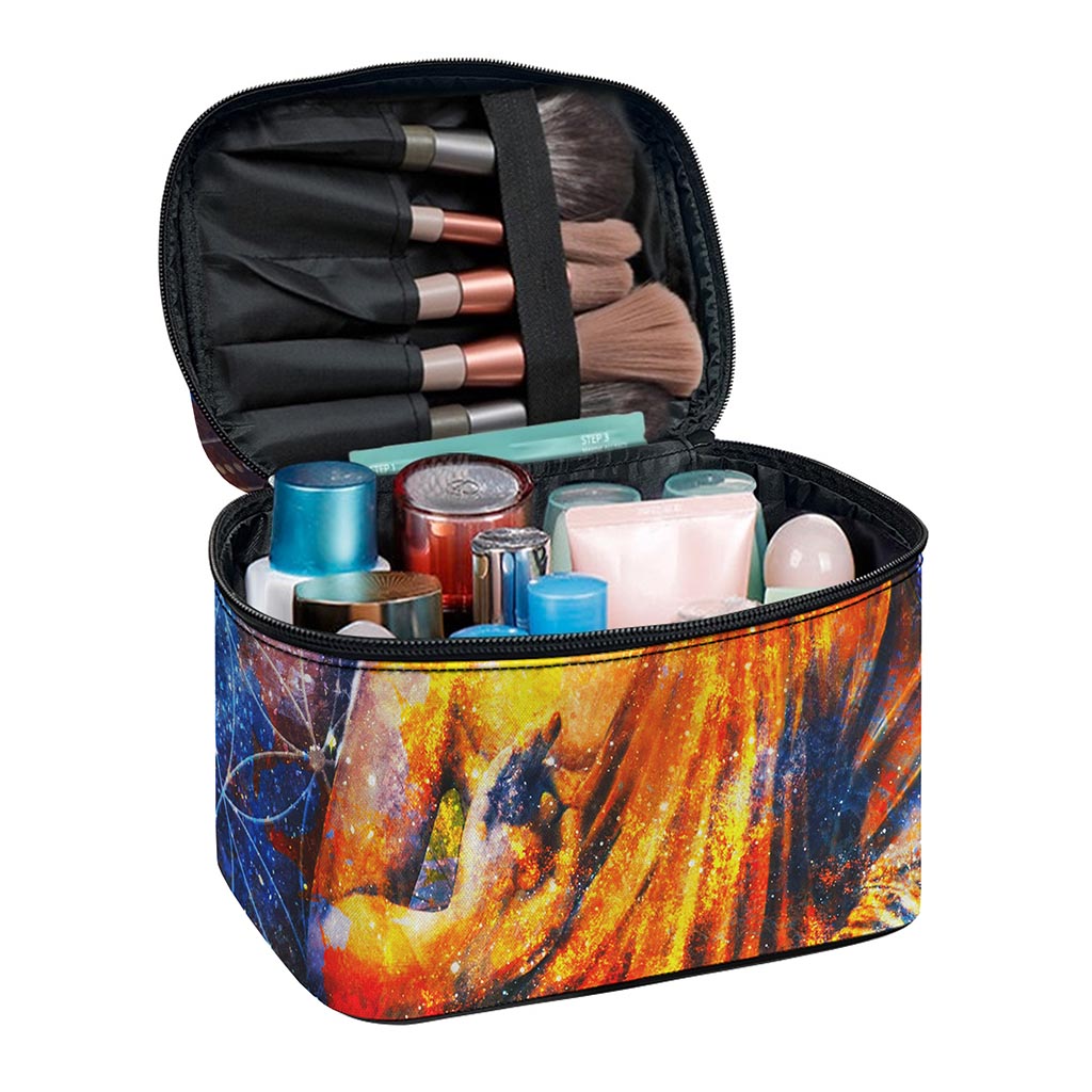 Buddha Statue Mandala Print Travel Makeup Bag