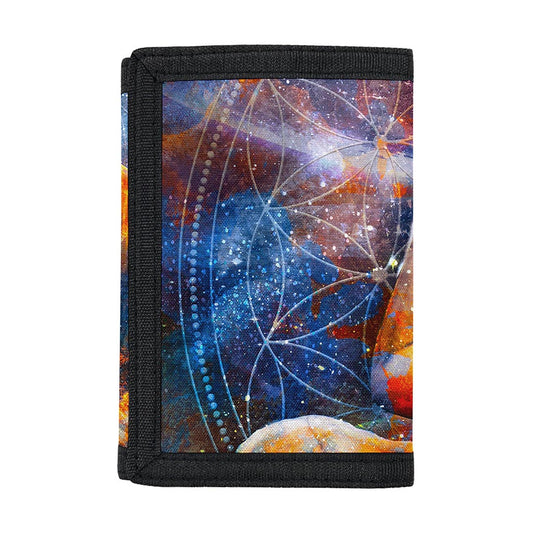 Buddha Statue Mandala Print Trifold Wallet