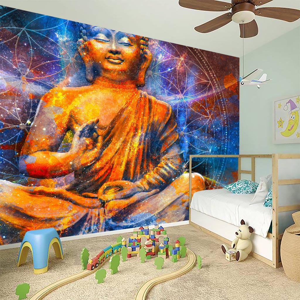 Buddha Statue Mandala Print Wall Sticker