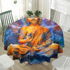 Buddha Statue Mandala Print Waterproof Round Tablecloth