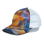 Buddha Statue Mandala Print White Mesh Trucker Cap