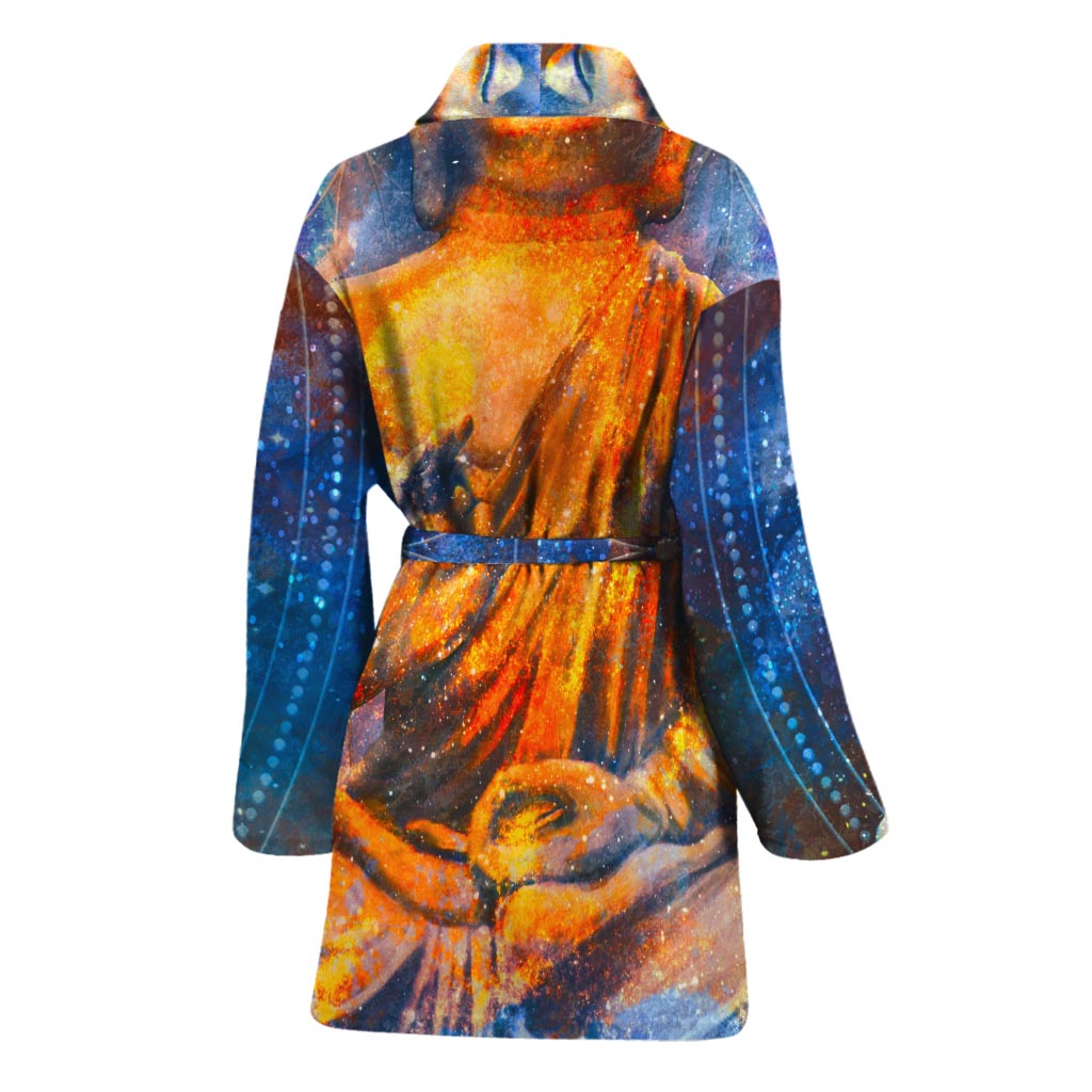 Buddha Statue Mandala Print Women's Bathrobe