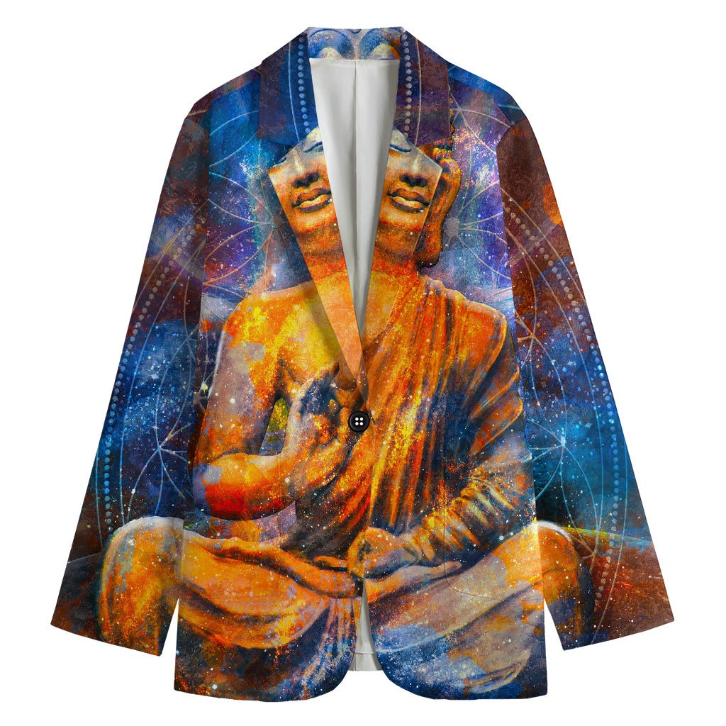 Buddha Statue Mandala Print Women's Blazer