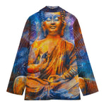 Buddha Statue Mandala Print Women's Blazer