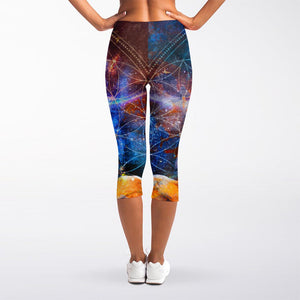 Buddha Statue Mandala Print Women's Capri Leggings