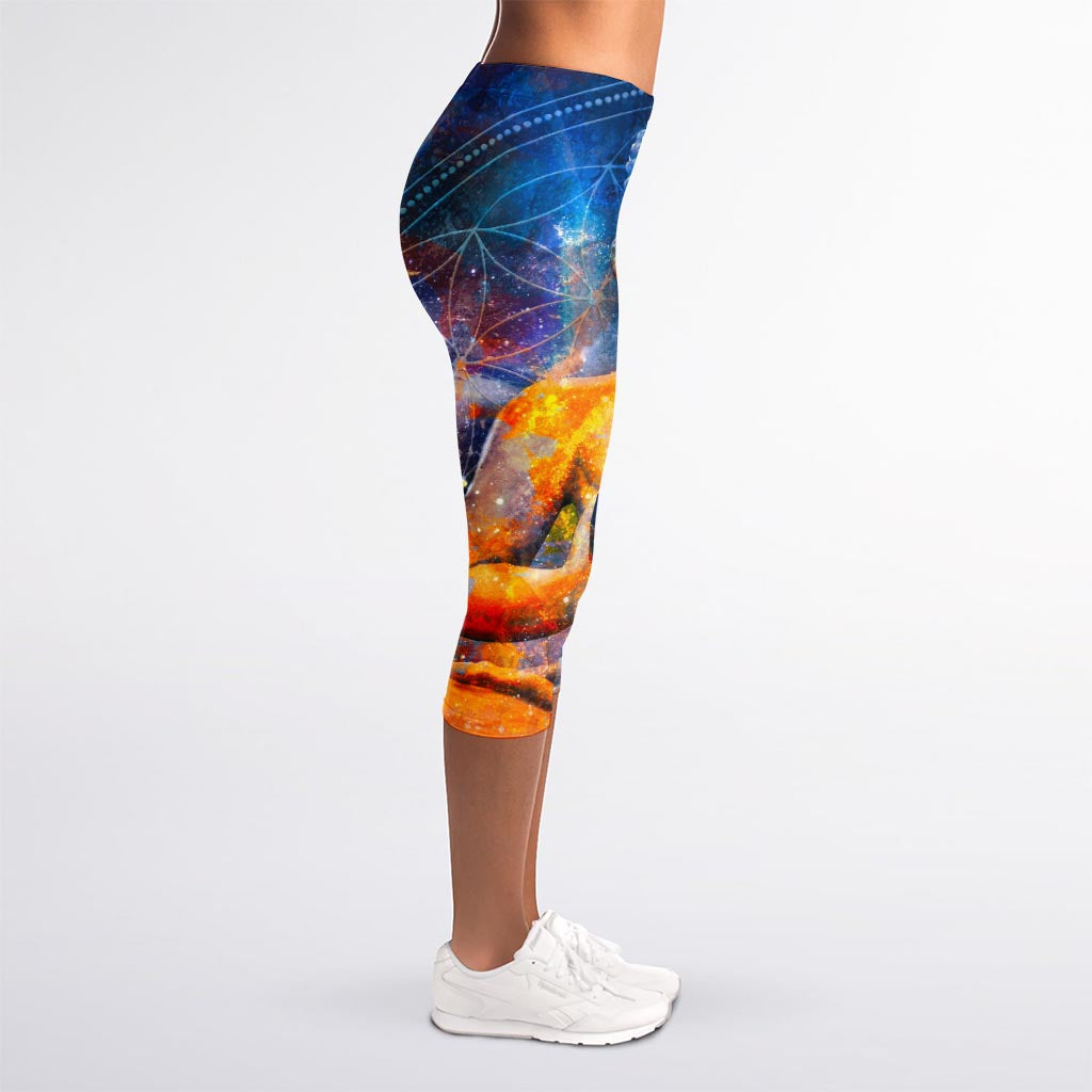 Buddha Statue Mandala Print Women's Capri Leggings