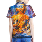 Buddha Statue Mandala Print Women's Polo Shirt