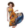 Buddha Statue Mandala Print Sleeveless Knee Length Dress