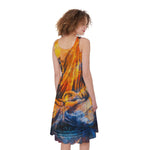 Buddha Statue Mandala Print Women's Sleeveless Dress