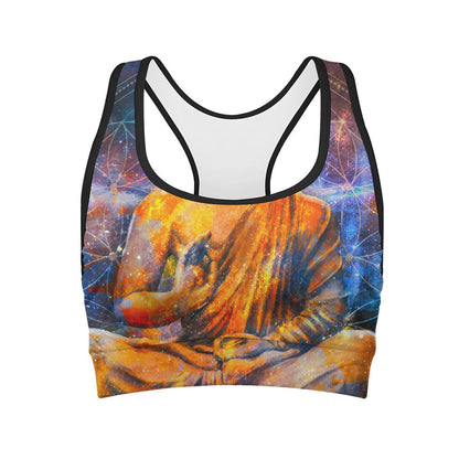 Buddha Statue Mandala Print Women's Sports Bra