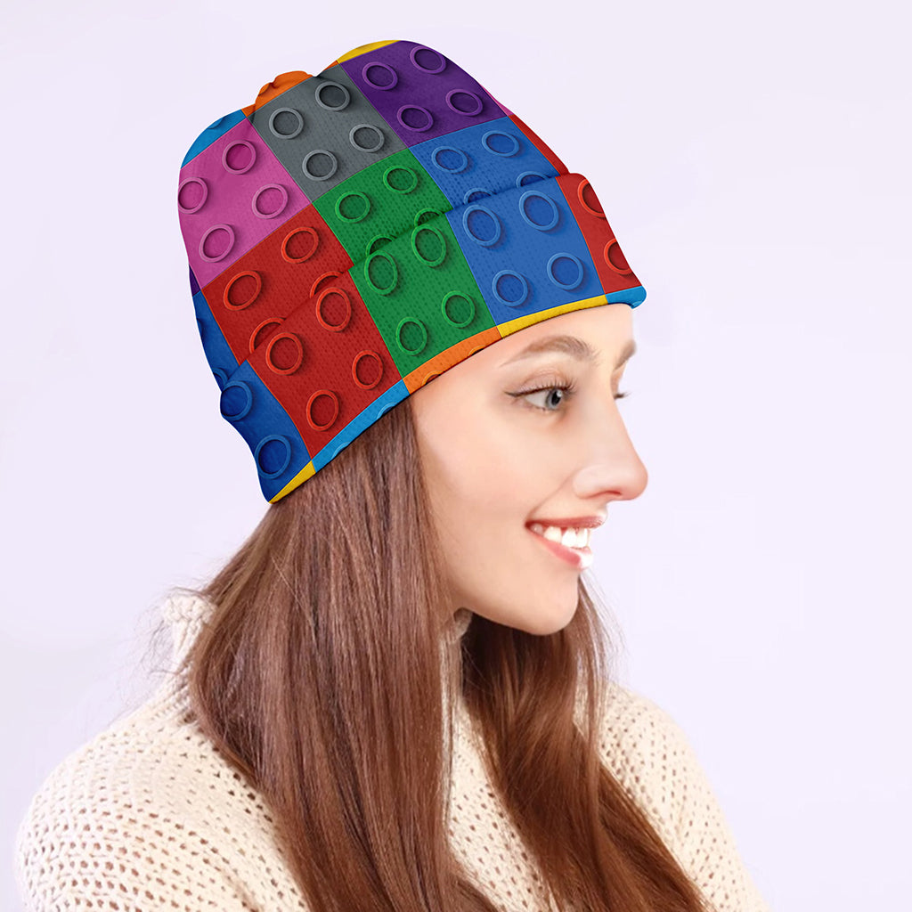 Building Blocks Toy Pattern Print Beanie