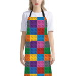 Building Blocks Toy Pattern Print Bib Apron With Pocket