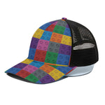 Building Blocks Toy Pattern Print Black Mesh Trucker Cap