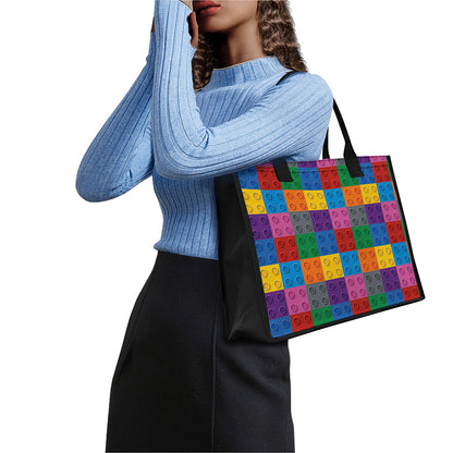 Building Blocks Toy Pattern Print Canvas Tote Bag