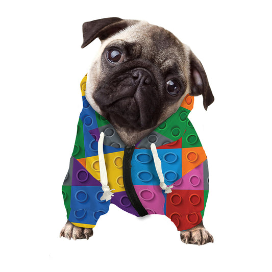 Building Blocks Toy Pattern Print Dog Zip Up Hoodie