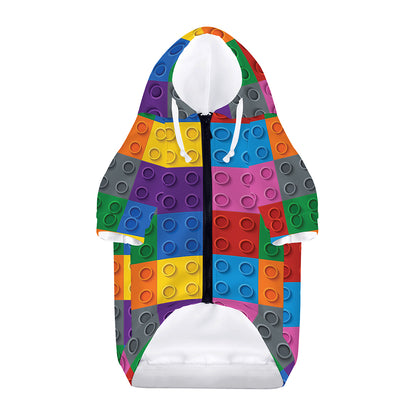 Building Blocks Toy Pattern Print Dog Zip Up Hoodie