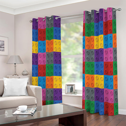 Building Blocks Toy Pattern Print Extra Wide Grommet Curtains