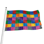 Building Blocks Toy Pattern Print Flag