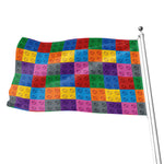 Building Blocks Toy Pattern Print Flag
