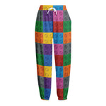 Building Blocks Toy Pattern Print Fleece Lined Knit Pants