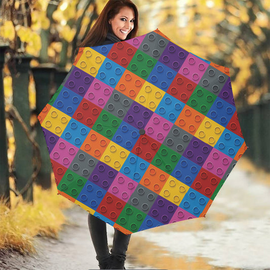 Building Blocks Toy Pattern Print Foldable Umbrella