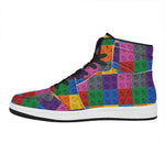 Building Blocks Toy Pattern Print High Top Leather Sneakers