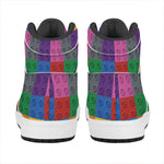 Building Blocks Toy Pattern Print High Top Leather Sneakers