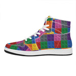 Building Blocks Toy Pattern Print High Top Leather Sneakers