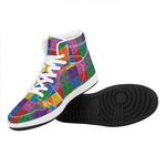 Building Blocks Toy Pattern Print High Top Leather Sneakers