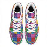 Building Blocks Toy Pattern Print High Top Leather Sneakers