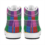 Building Blocks Toy Pattern Print High Top Leather Sneakers
