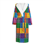Building Blocks Toy Pattern Print Hooded Bathrobe