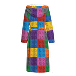 Building Blocks Toy Pattern Print Hooded Bathrobe