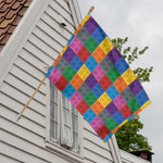 Building Blocks Toy Pattern Print House Flag
