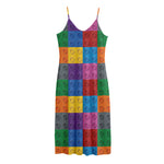 Building Blocks Toy Pattern Print Jersey Midi Cami Dress