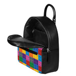 Building Blocks Toy Pattern Print Leather Backpack