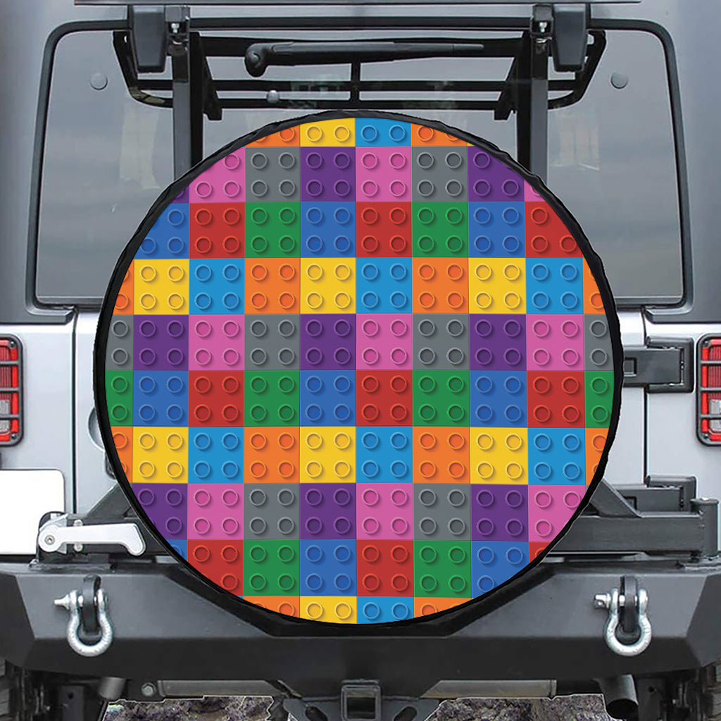 Building Blocks Toy Pattern Print Leather Spare Tire Cover