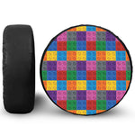 Building Blocks Toy Pattern Print Leather Spare Tire Cover