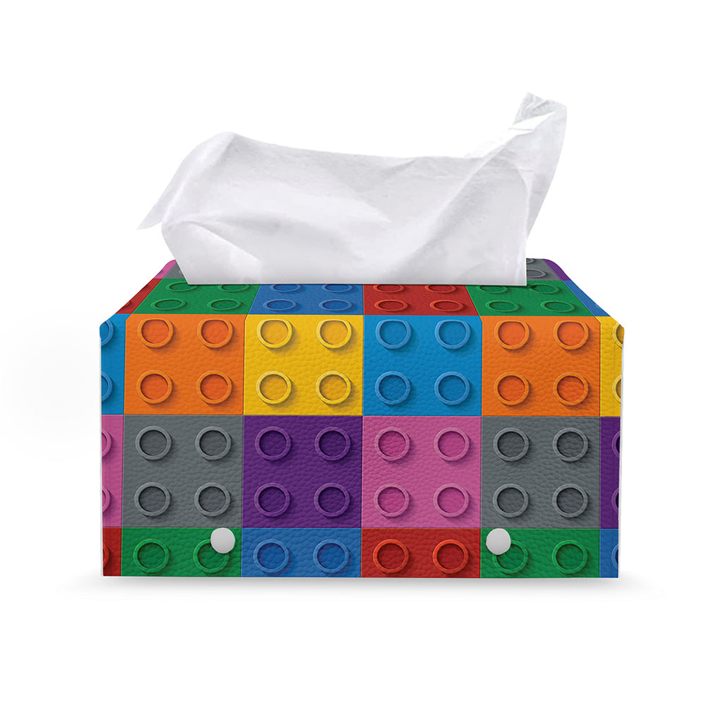 Building Blocks Toy Pattern Print Leather Tissue Box Cover
