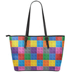 Building Blocks Toy Pattern Print Leather Tote Bag
