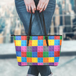 Building Blocks Toy Pattern Print Leather Tote Bag