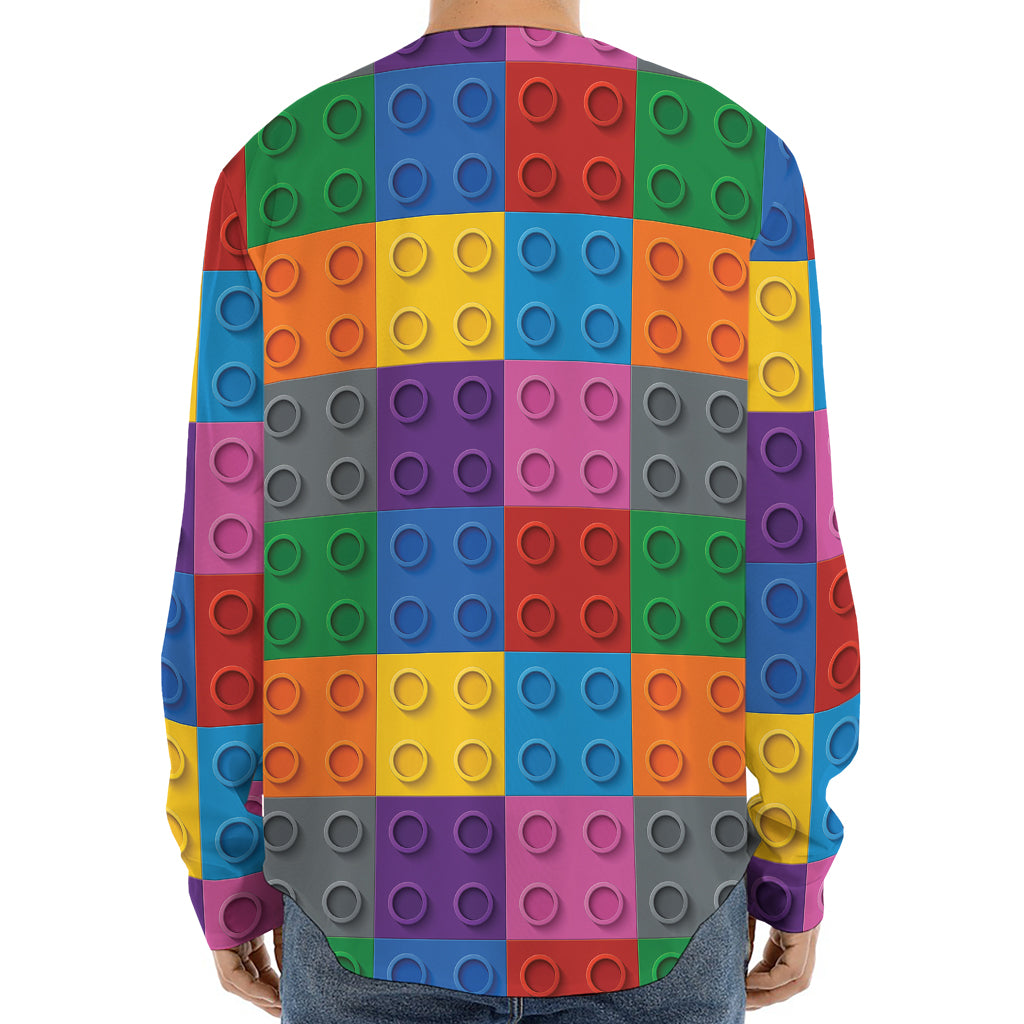 Building Blocks Toy Pattern Print Long Sleeve Baseball Jersey