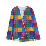 Building Blocks Toy Pattern Print Long Sleeve Short Coat