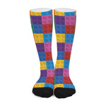 Building Blocks Toy Pattern Print Long Socks