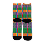 Building Blocks Toy Pattern Print Long Socks